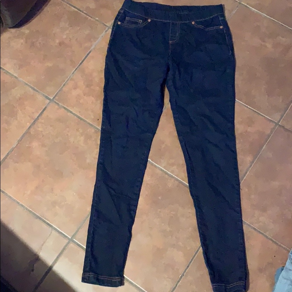 👖Dark denim jeans with stretchy waist band👖